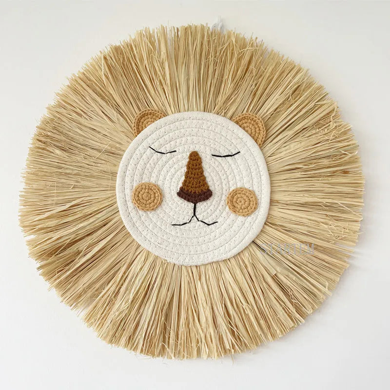 Handmade Cotton Thread Lion Wall Decor for Nursery or Playroom