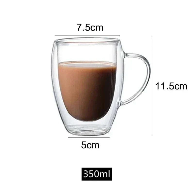 Double bottom wall glass cup for hot beverages, Ashanti coffee glass, thermal heat resistant, 350ml.