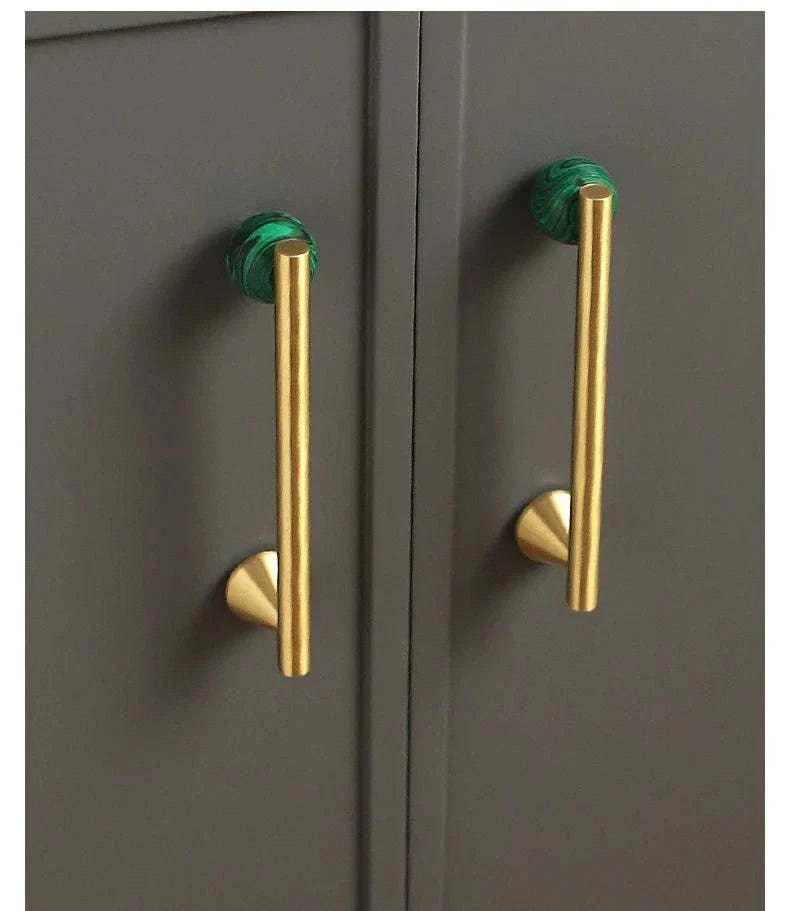 Natural Crystal and Brass Furniture Handles on Cabinet