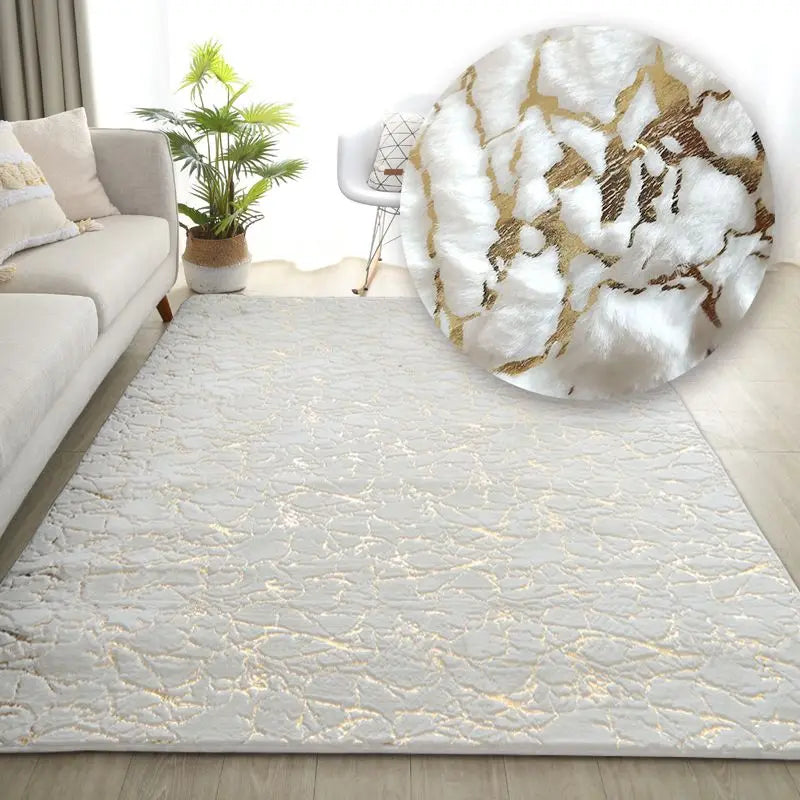Elegant Lapin Rugs with marble effect design in a stylish living room setting.