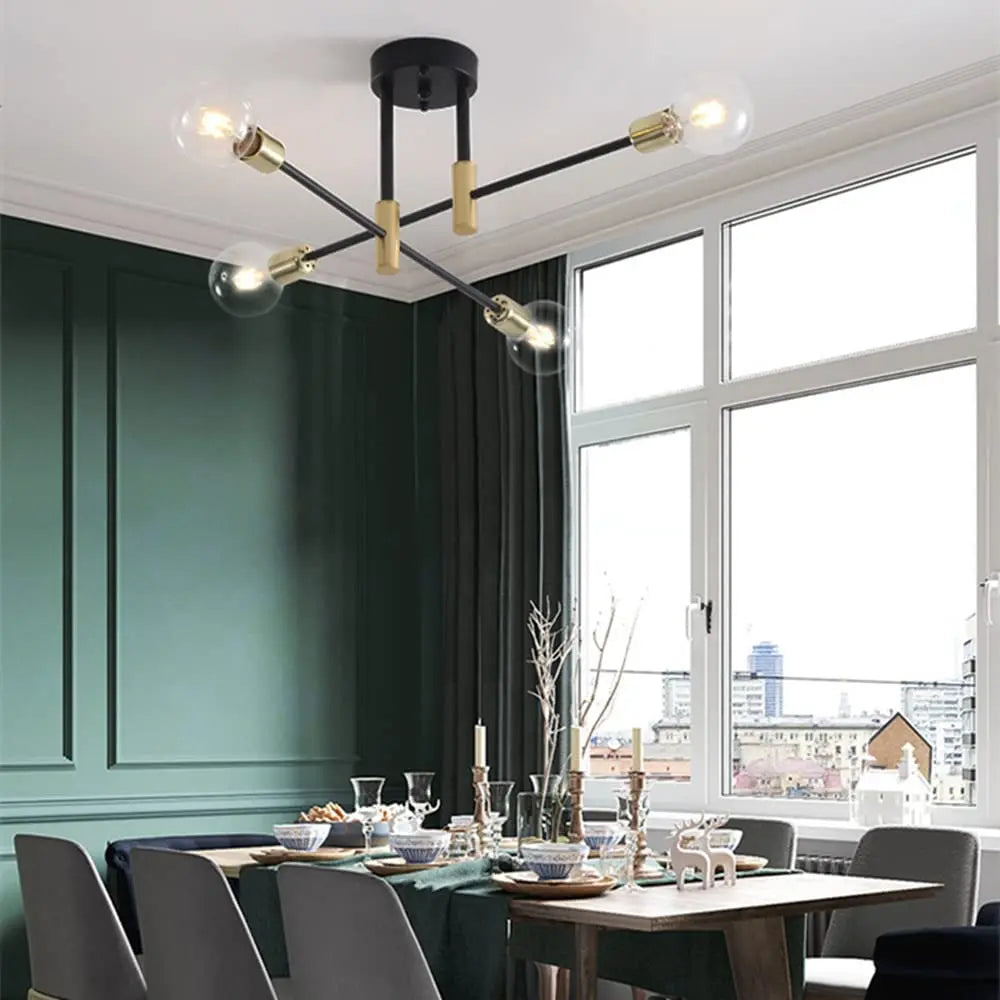 Alexis LED Ceiling Chandelier illuminating a modern dining room with its sleek, energy-efficient design.