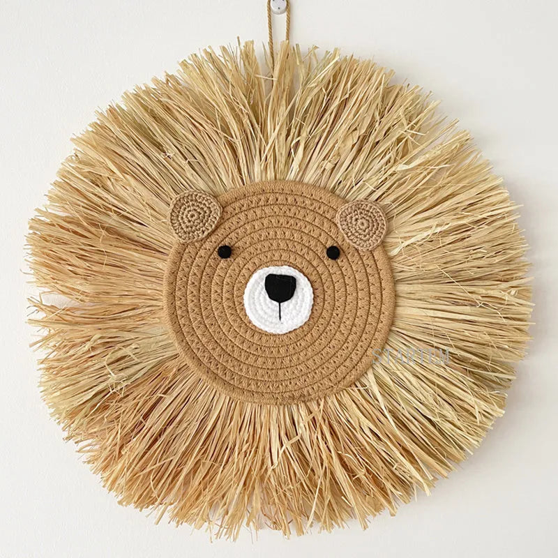 Handmade Cotton Thread Lion Wall Decor for Nursery.