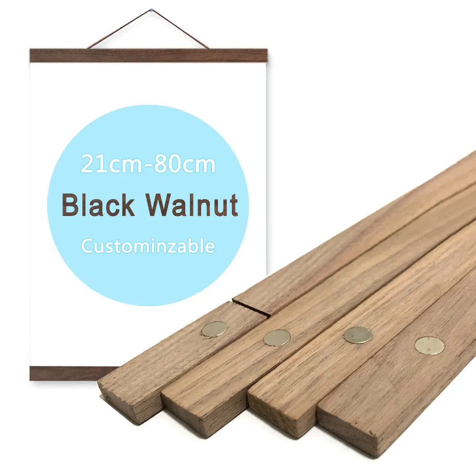 Magnetic Wood Photo Frame with customizable black walnut design for displaying artwork or pictures.