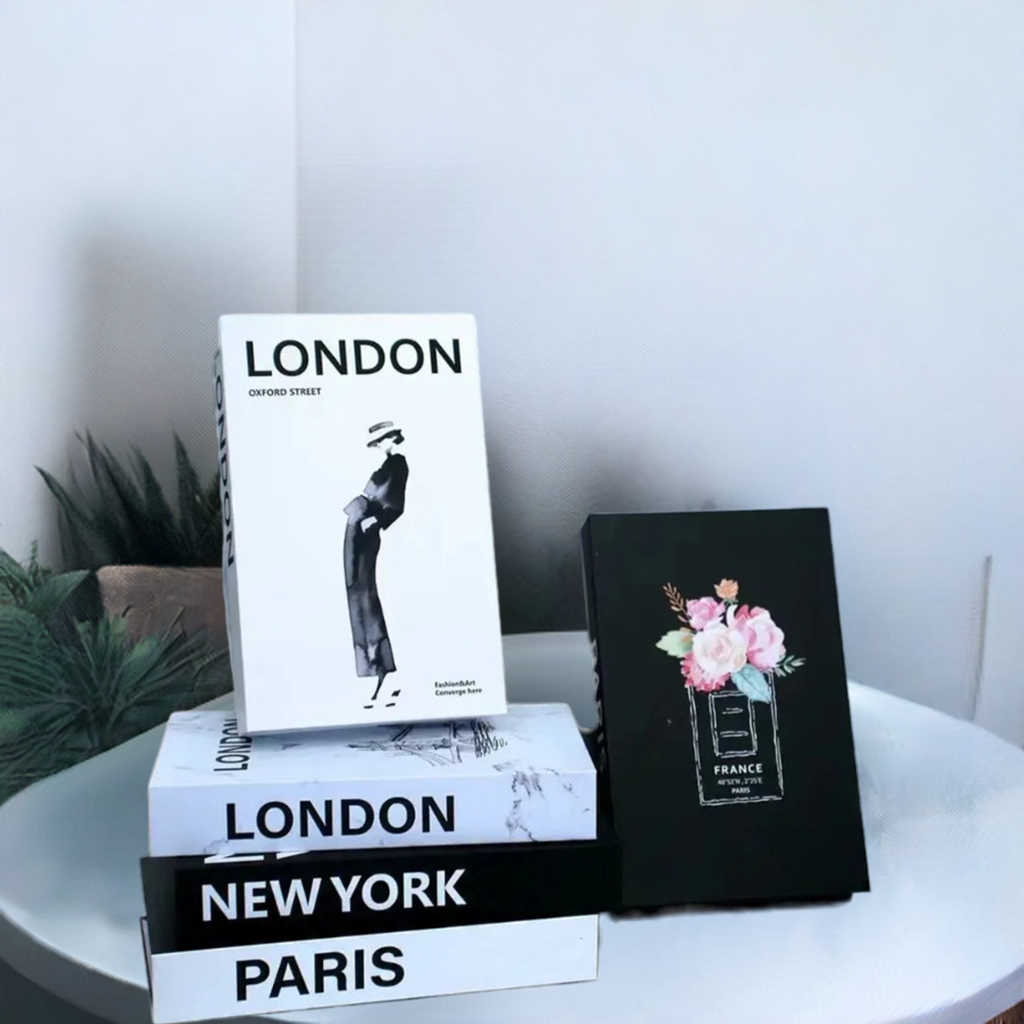 Ava Faux Book Simulation on display, adding elegance and sophistication to home decor.