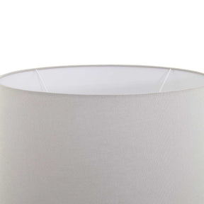 Light grey fabric shade of Vieana ceramic lamp with elegant stone effect.