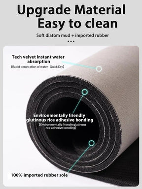 Marble effect bathroom mats with soft, absorbent material and unique design.