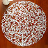 Ollie Placemats set of 4, leaf design, golden PVC, modern table decor.