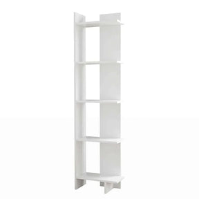 5 tier corner shelving unit in white, space-saving design for home storage.