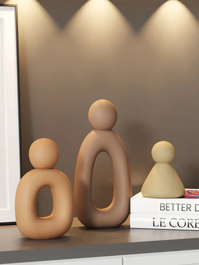 Minimalism Family Statue with neutral colors, modern decor piece.