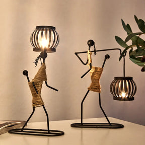 African woman design Ewa candle holder, elegant home decor piece.
